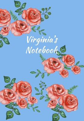 Download Virginia's Notebook: Personalized Journal - Garden Flowers Pattern. Red Rose Blooms on Baby Blue Cover. Dot Grid Notebook for Notes, Journaling. Floral Watercolor Design with First Name -  | ePub